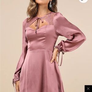Lulu's Dusty Rose Long Sleeve Dress